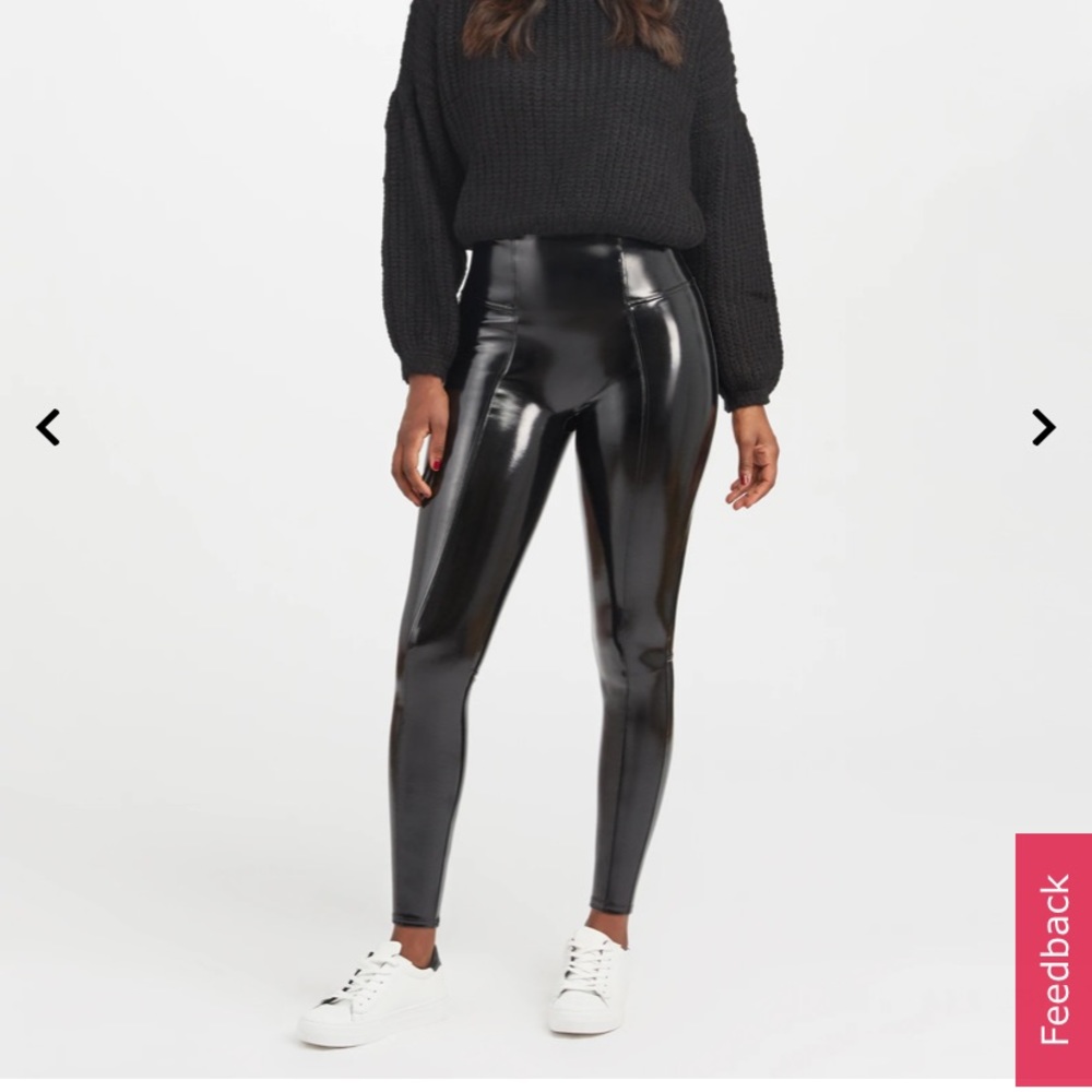 SPANX Faux Patent Leather Leggings size S NWT